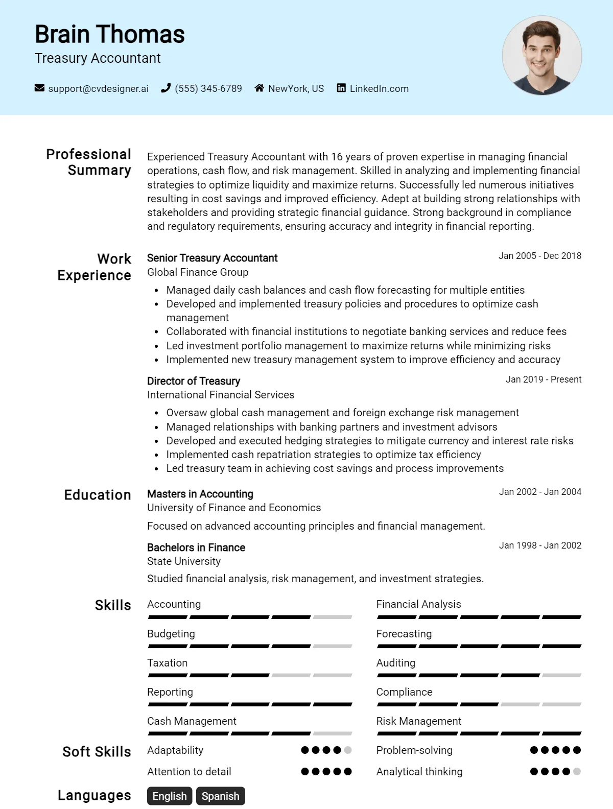 Treasury Accountant CV Example For 2026: Proven Tips & Templates Preview