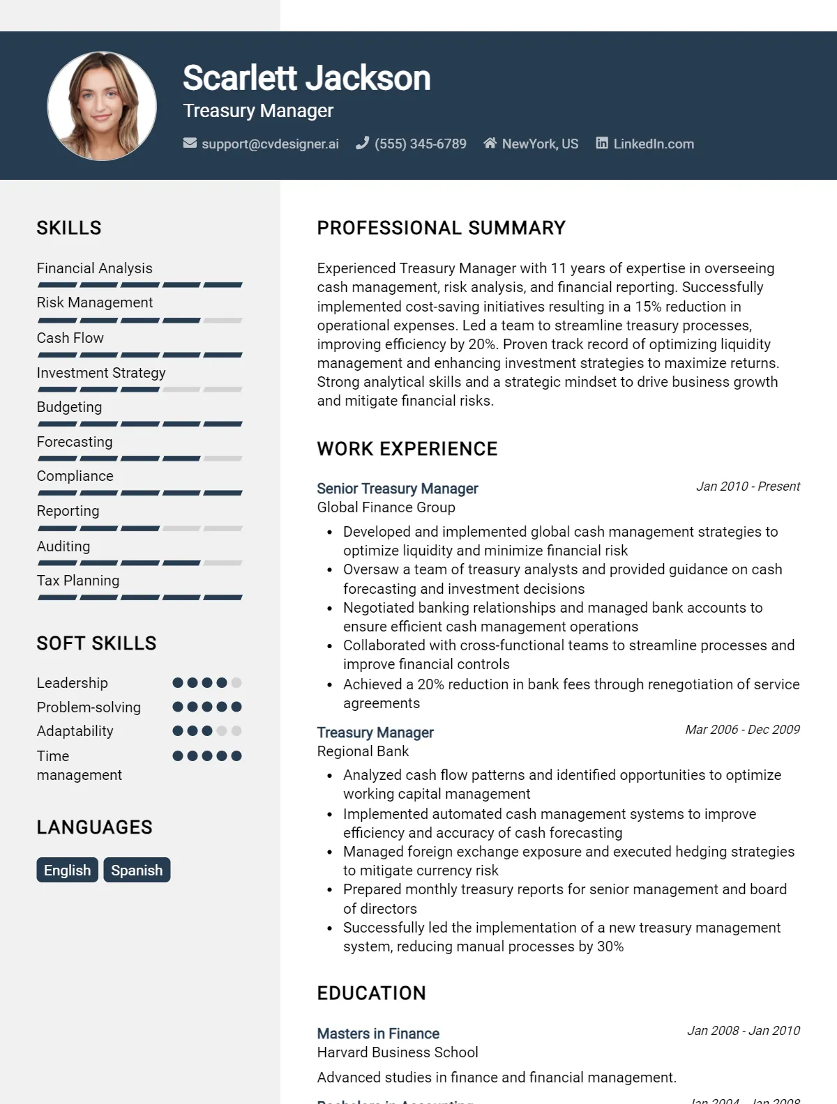 4 Treasury Manager CV Examples And Writing Guide For 2026 Preview
