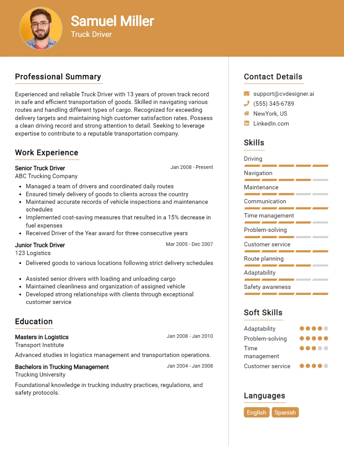 Truck Driver CV Example For 2026: Expert Tips & Templates Preview
