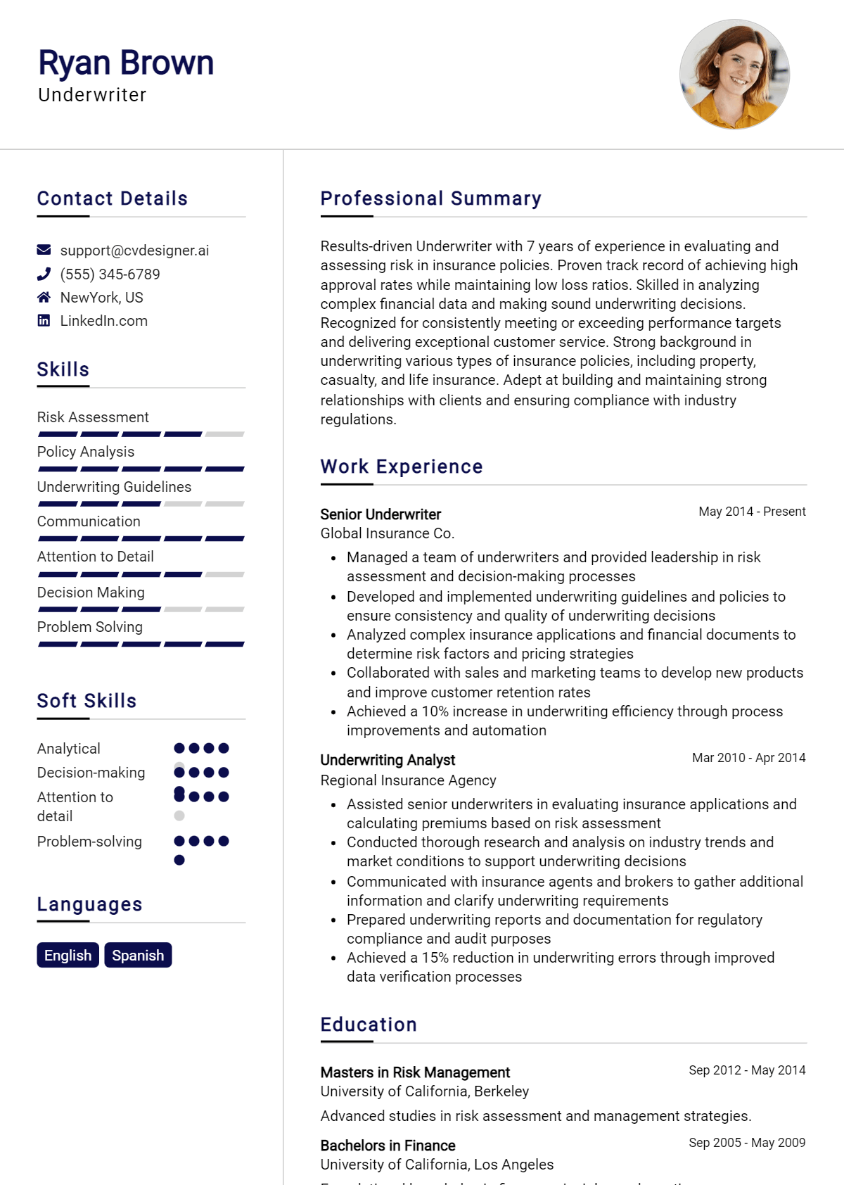 Underwriter Resume Example for 2026: Top CV Skills Preview