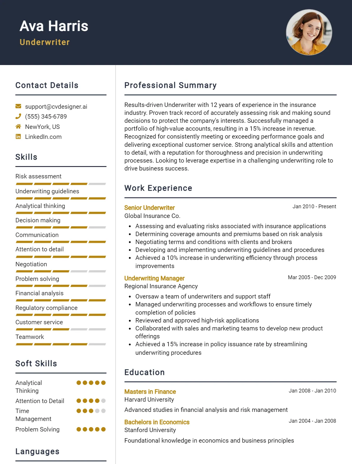 Underwriter CV Example & Templates for 2026 Preview