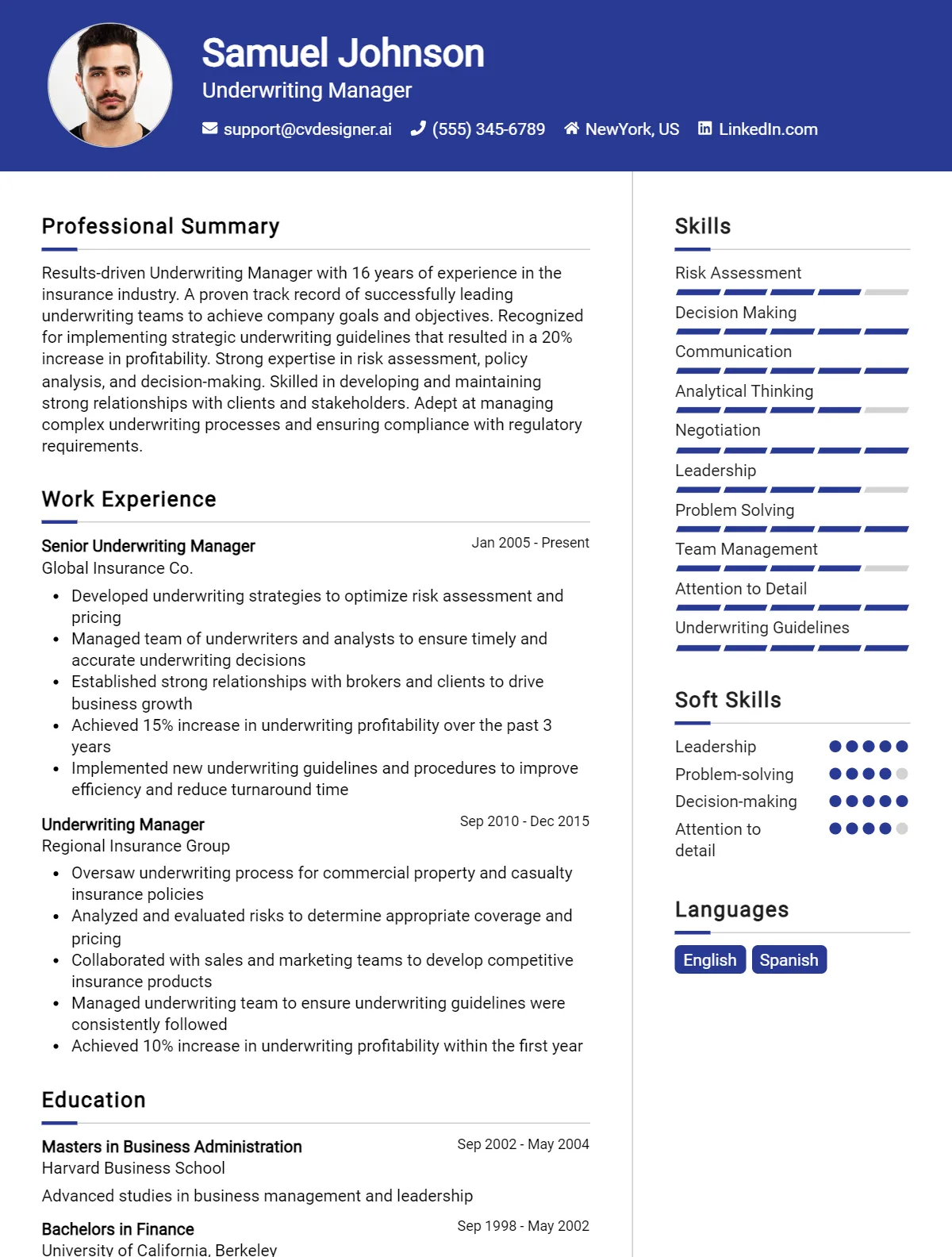 Underwriting Manager CV Example For 2026: Strategies & Templates Preview
