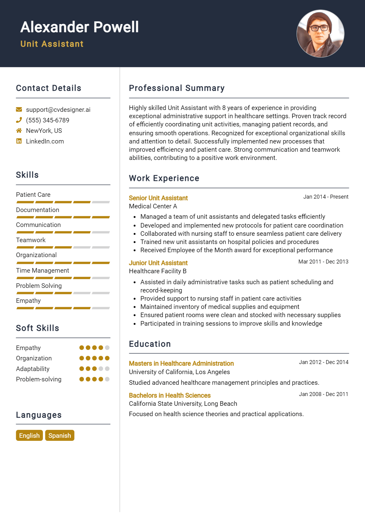 Unit Assistant Resume Example for 2026: Tips & Templates Preview