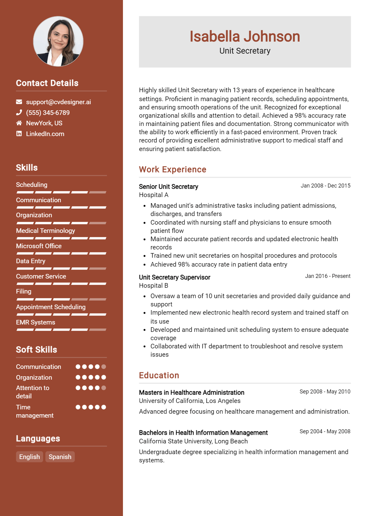Unit Secretary Resume Example for 2026: Strategies & Templates Preview