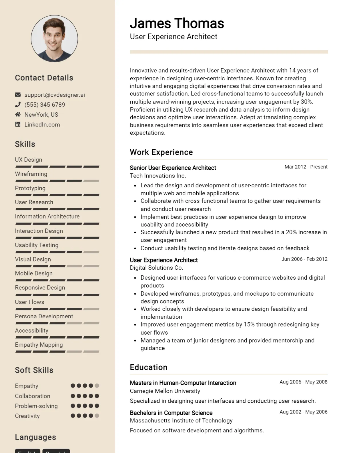 User Experience Architect CV Example For 2026: Proven Tips & Templates Preview