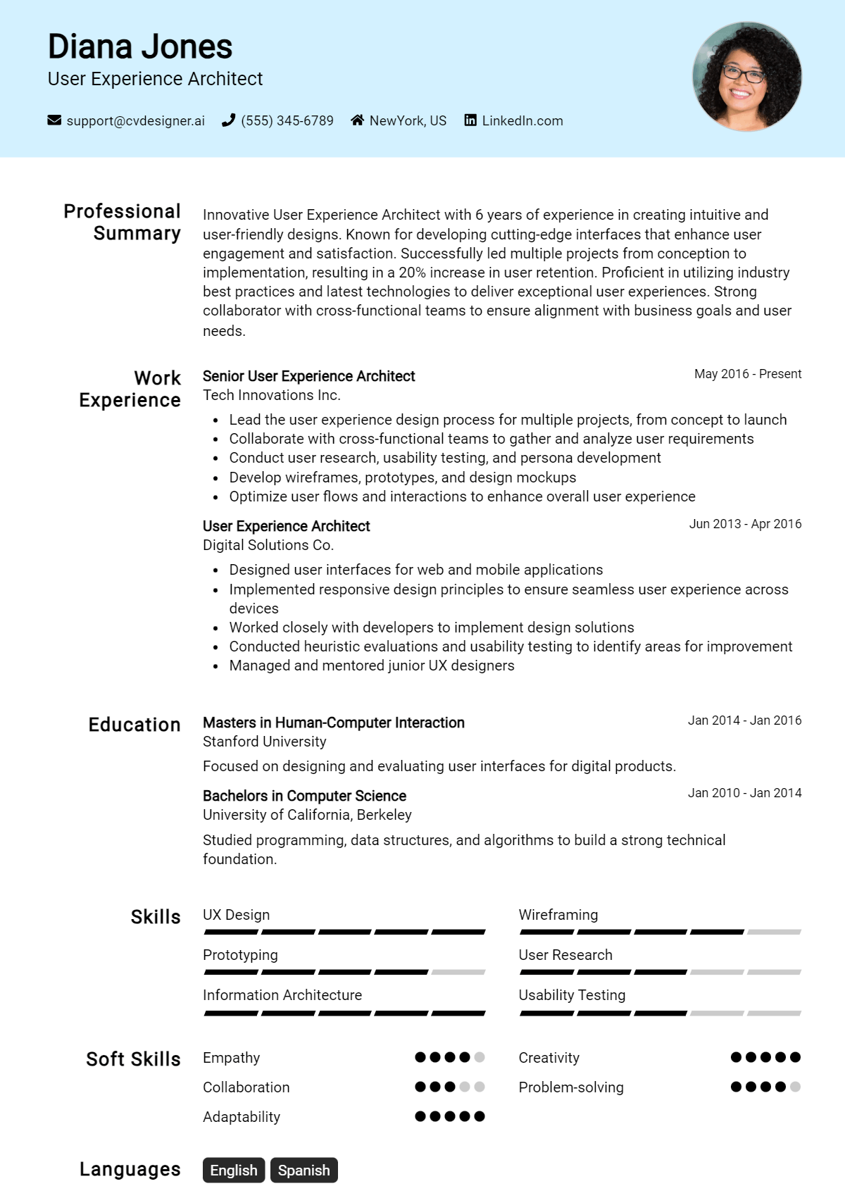 User Experience Architect Resume Example for 2026: Free Templates Preview