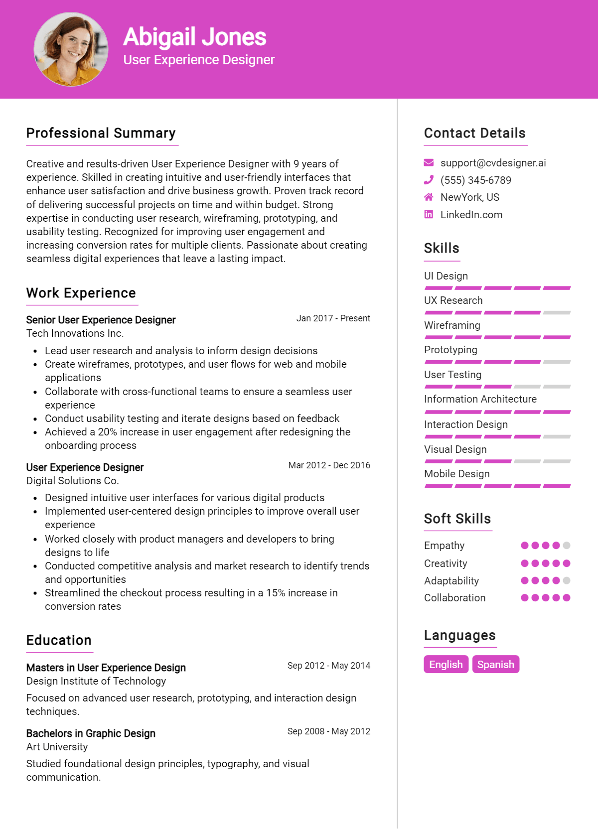 User Experience Designer Resume Example for 2026: Tips to Stand Out Preview