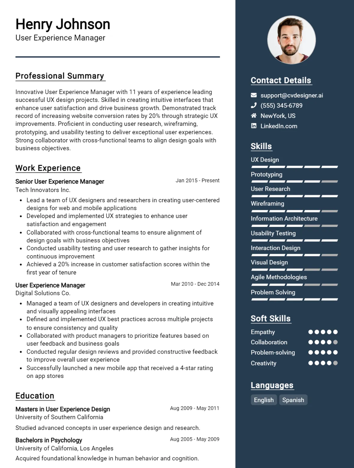 User Experience Manager CV Example For 2026: Top Tips & Samples Preview