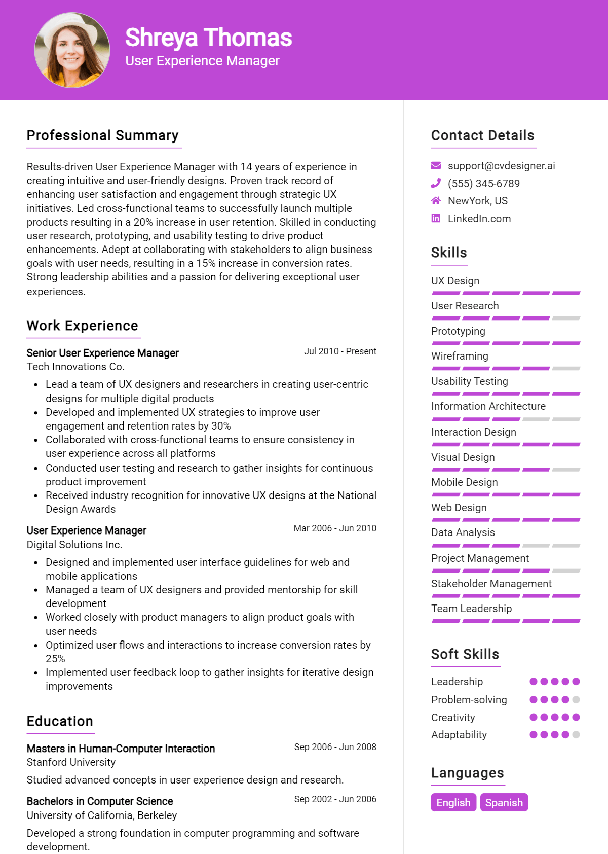 User Experience Manager Resume Example for 2026: Best Writing Tips Preview