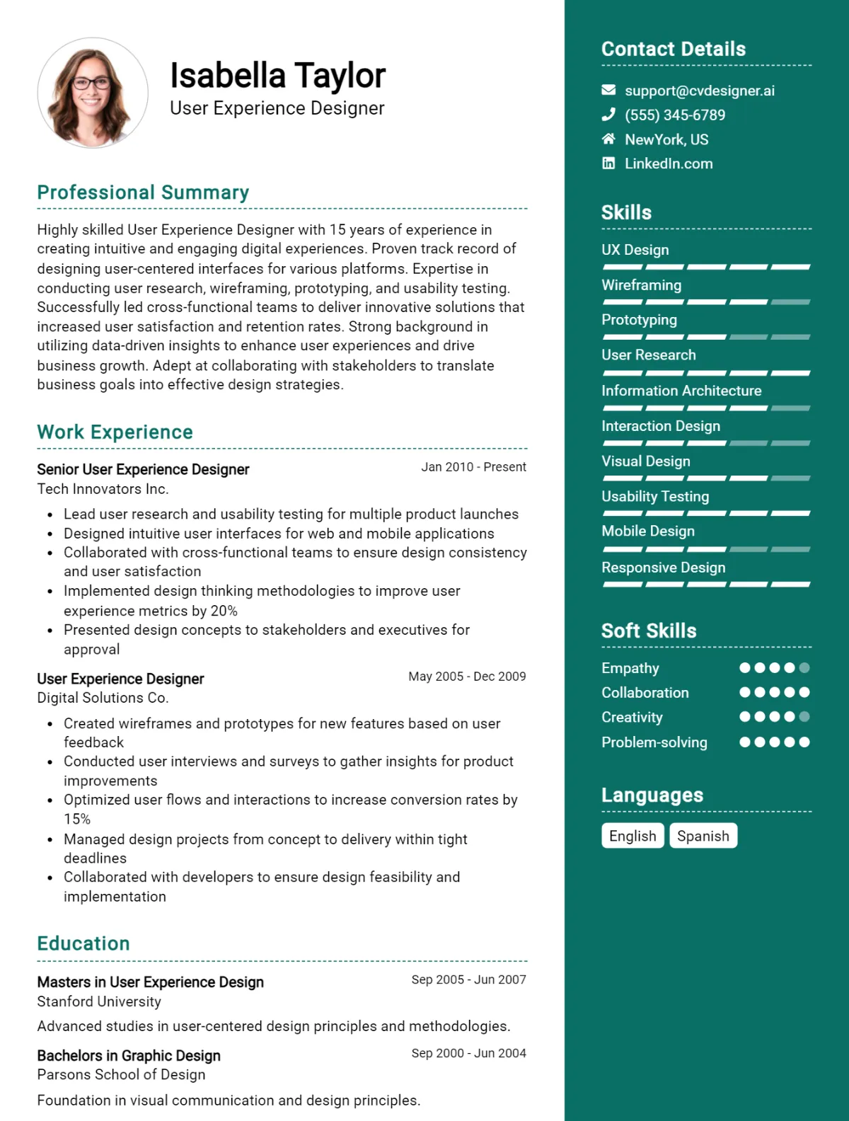 User Experience Designer CV Example For 2026: Tips to Stand Out Preview