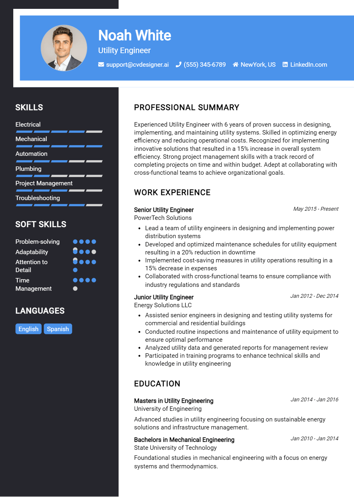 Utility Engineer Resume Example for 2026: Effective CV Writing Tips Preview
