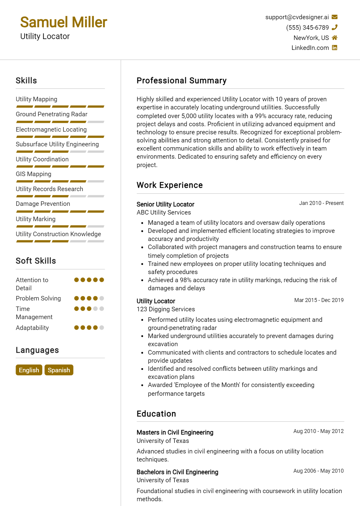 Utility Locator Resume Example for 2026: Expert Tips & Templates Preview
