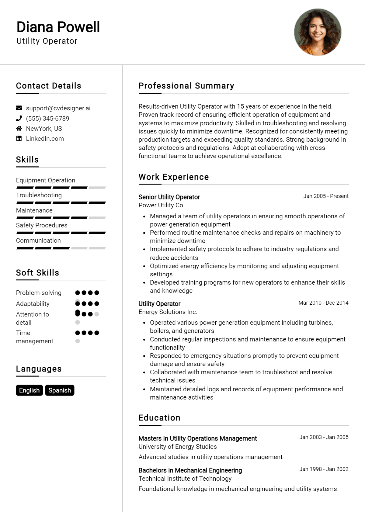 Utility Operator Resume Example for 2026: Best Tips & Templates Preview