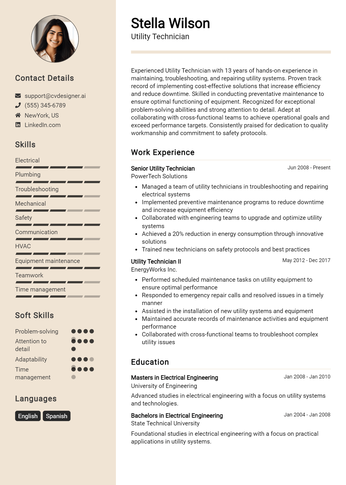 Utility Technician Resume Example for 2026: Proven Tips & Templates Preview