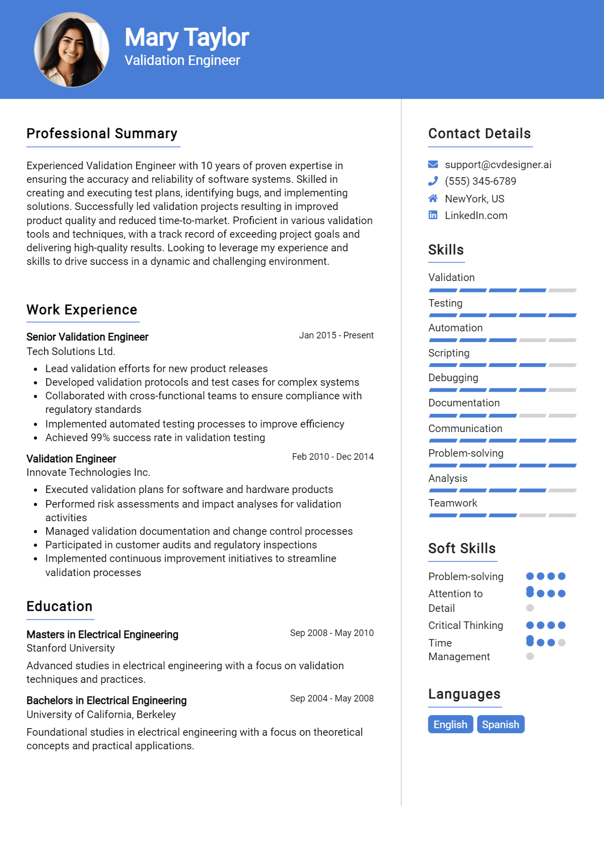 Validation Engineer Resume Example for 2026: How to Create a Professional CV Preview