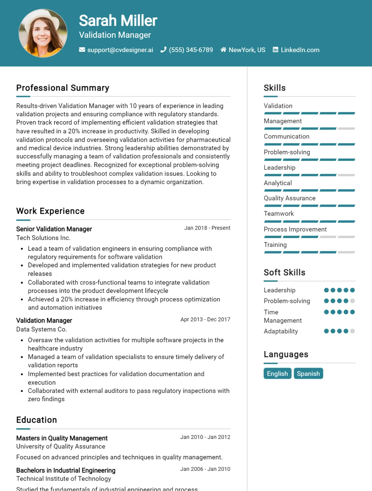 Validation Manager CV Example For 2026: Best Formatting Tips Preview