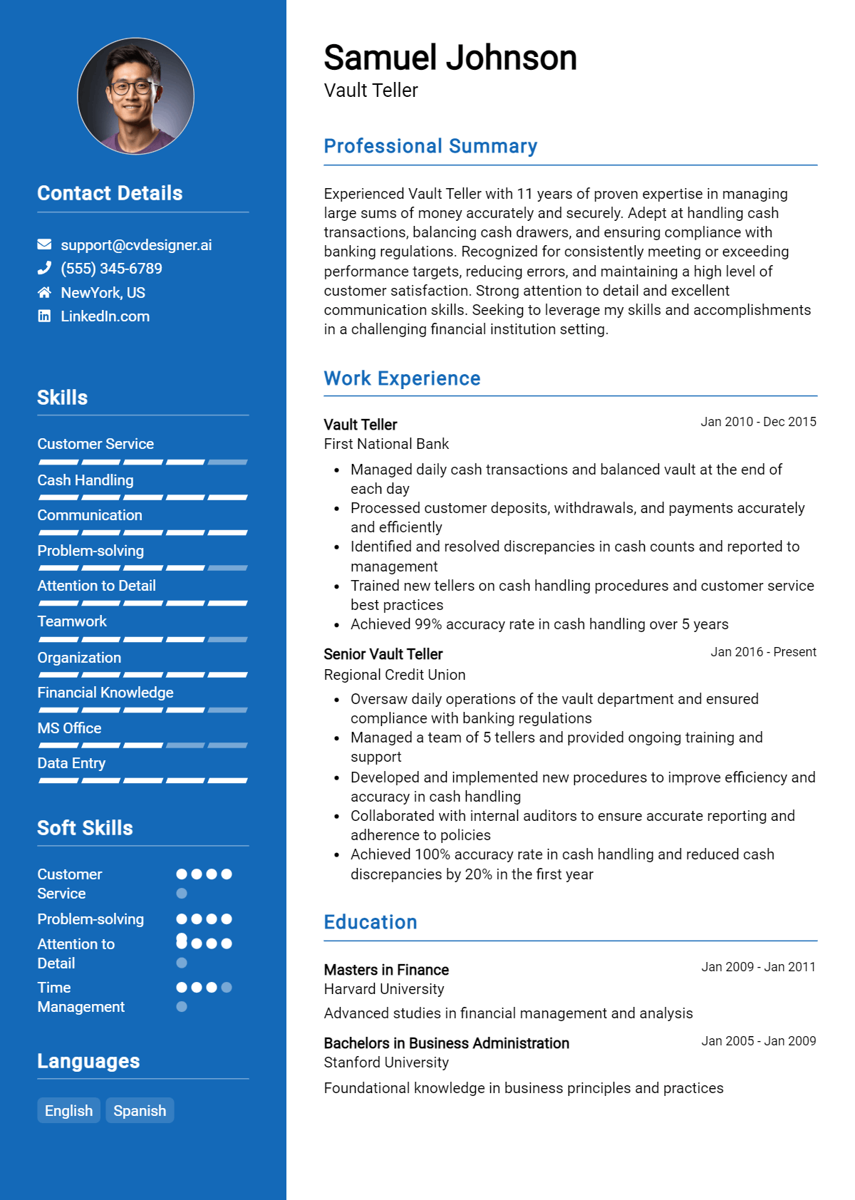 Vault Teller Resume Example for 2026: Ultimate Guide Preview