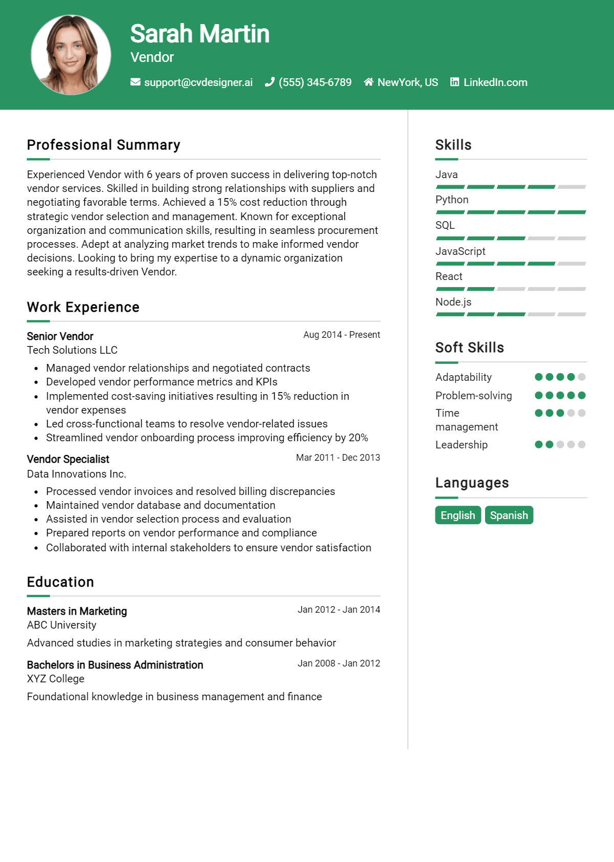 Vendor Resume Example for 2026: Best Writing Tips Preview