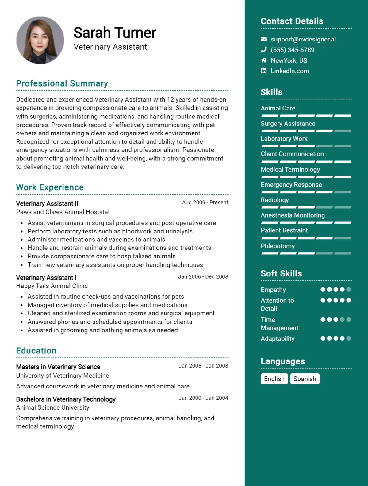 Veterinary Assistant CV Example For 2026: Expert Tips & Templates Preview