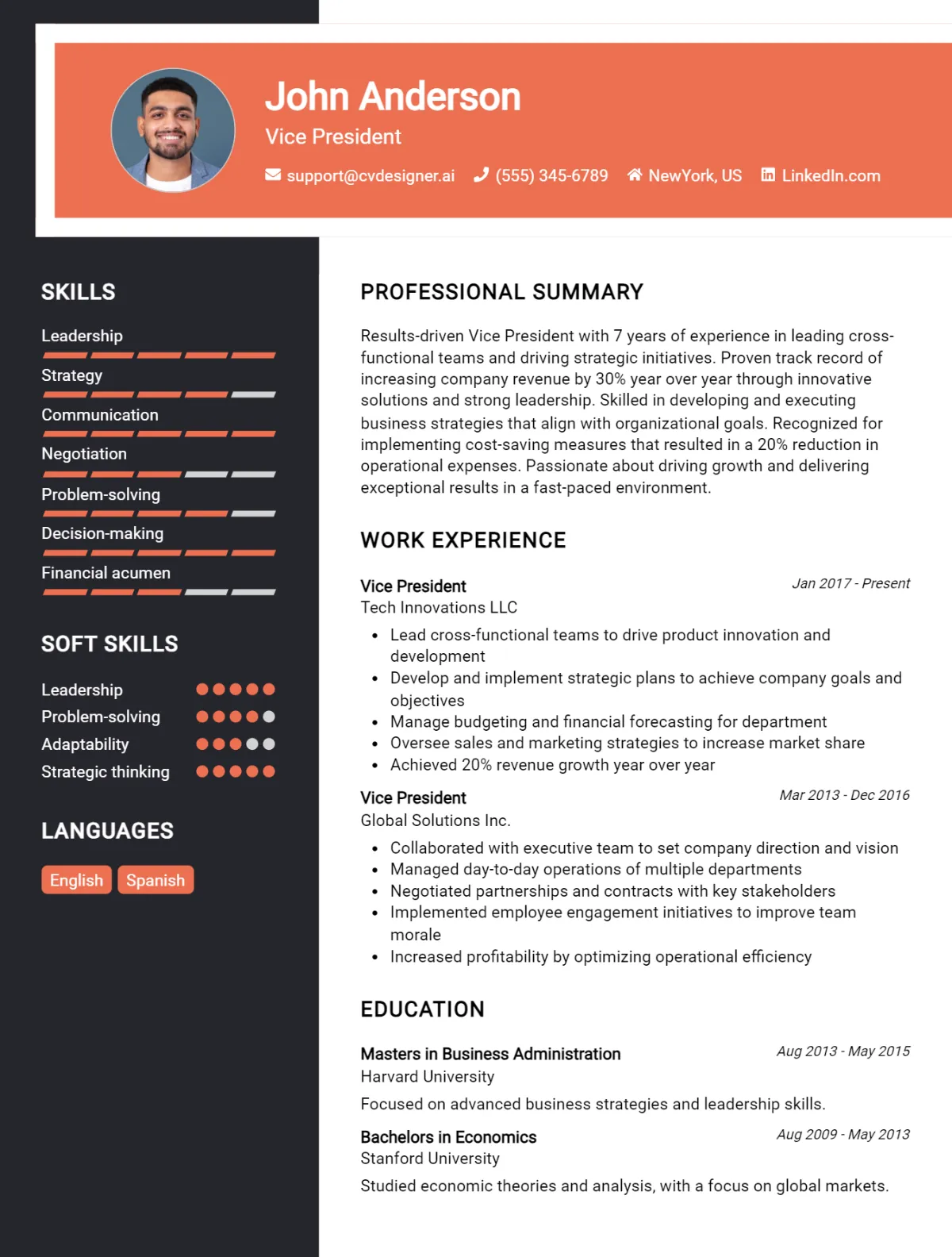 Vice President CV Example For 2026: Proven Tips & Templates Preview