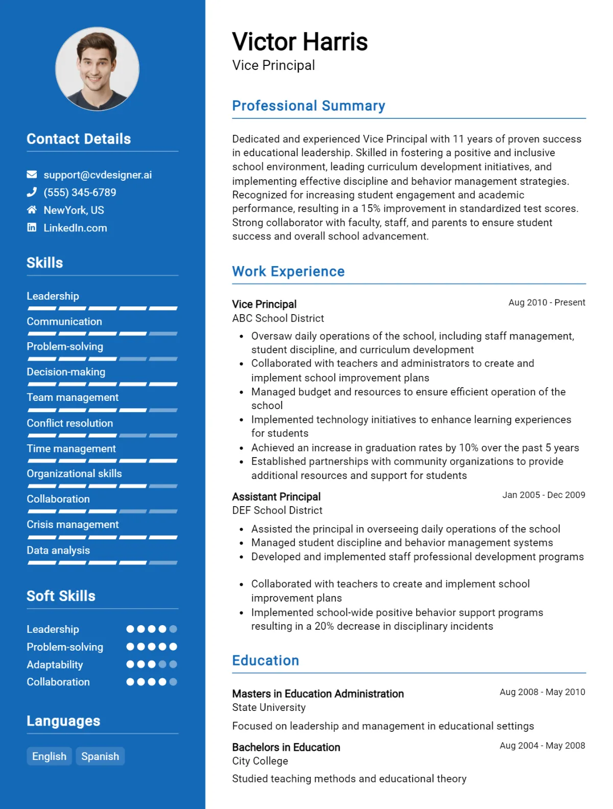 Vice Principal CV Example For 2026: Best Tips & Templates Preview
