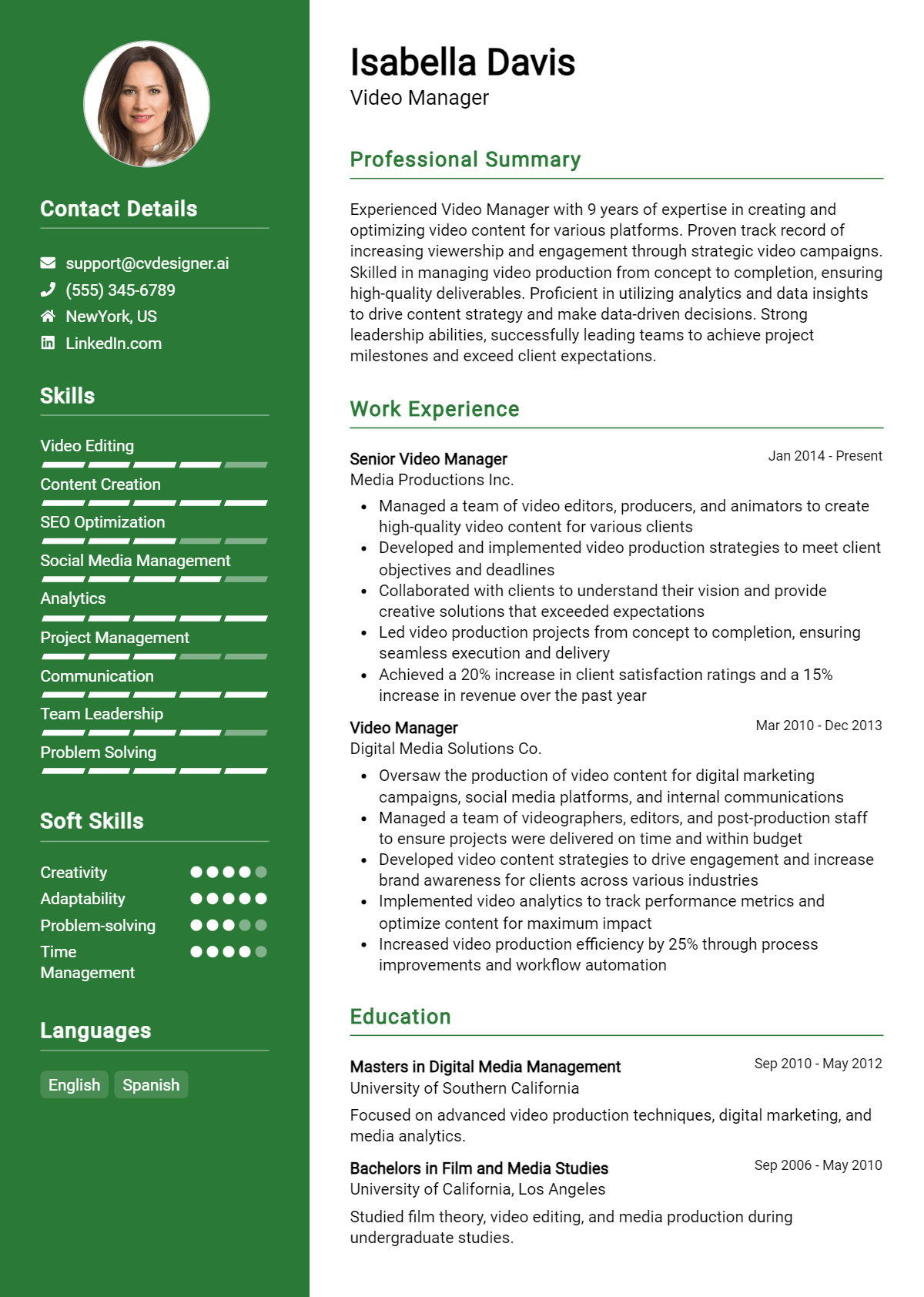 Video Manager Resume Example for 2026: Effective Tips Preview