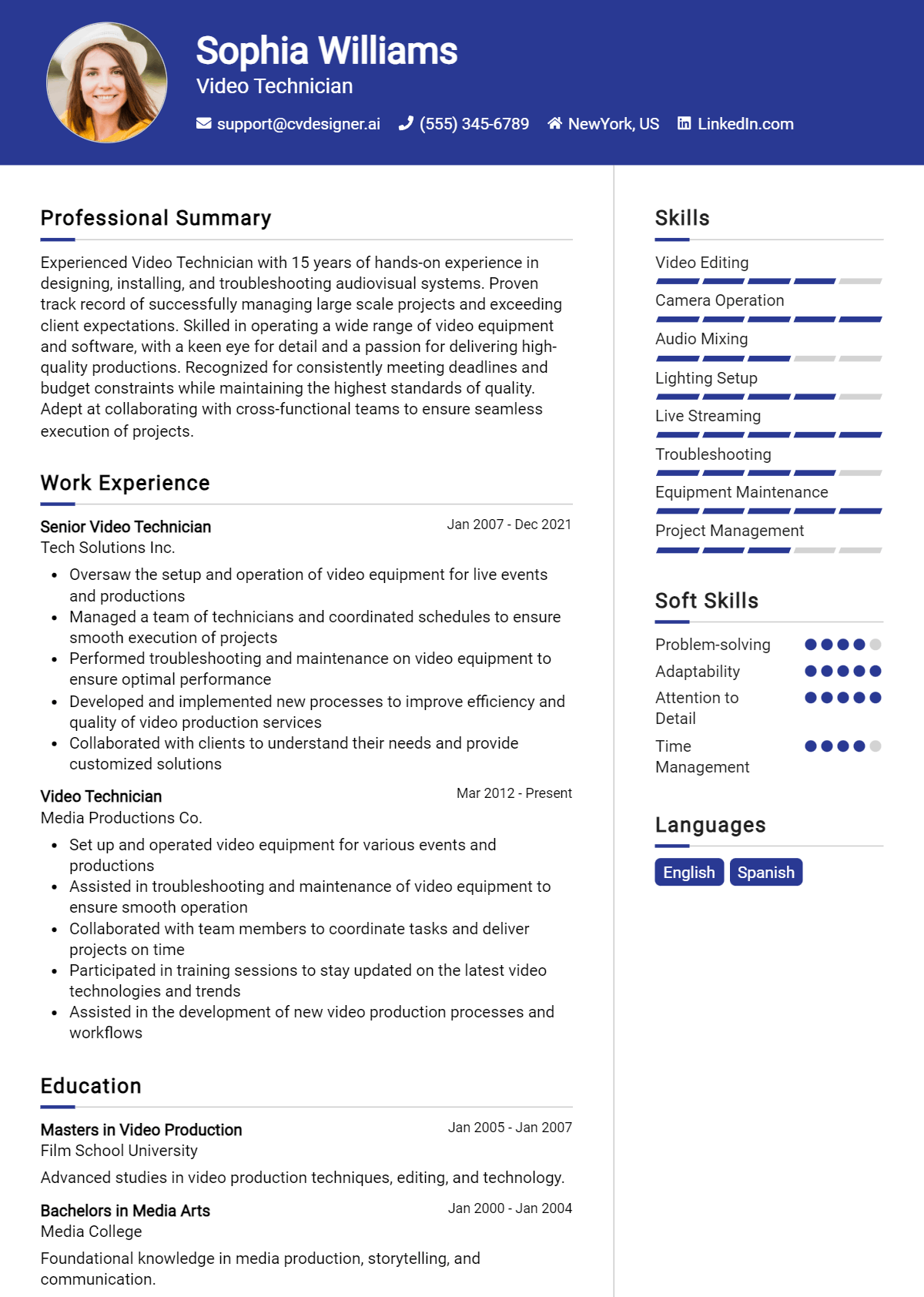 Video Technician Resume Example for 2026: Expert Tips Preview