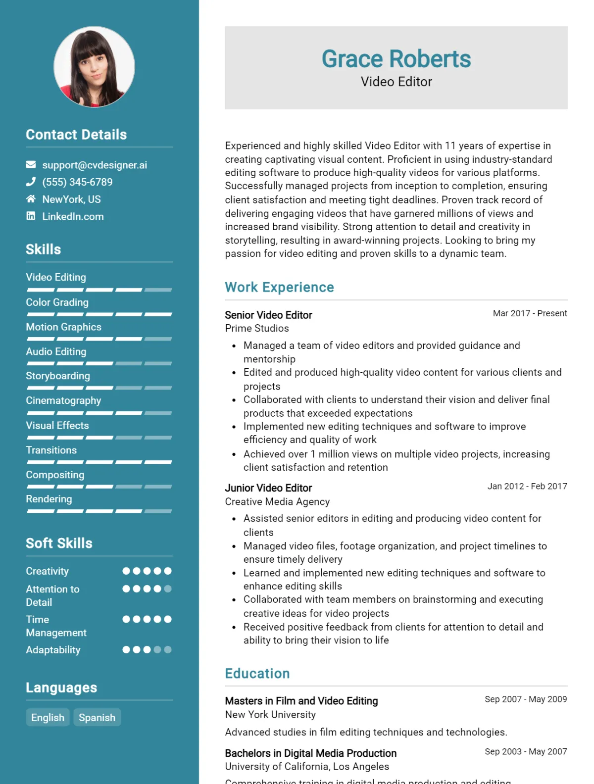 Video Editor CV Example For 2026: Proven Tips & Templates Preview