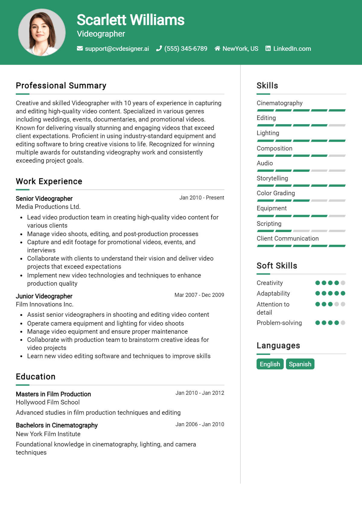 Videographer Resume Example for 2026: Expert Tips Preview