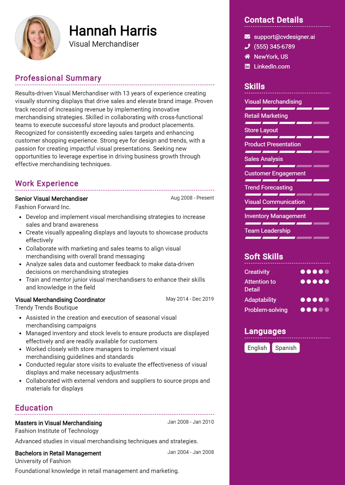 Visual Merchandiser Resume Example for 2026: Expert Tips Preview