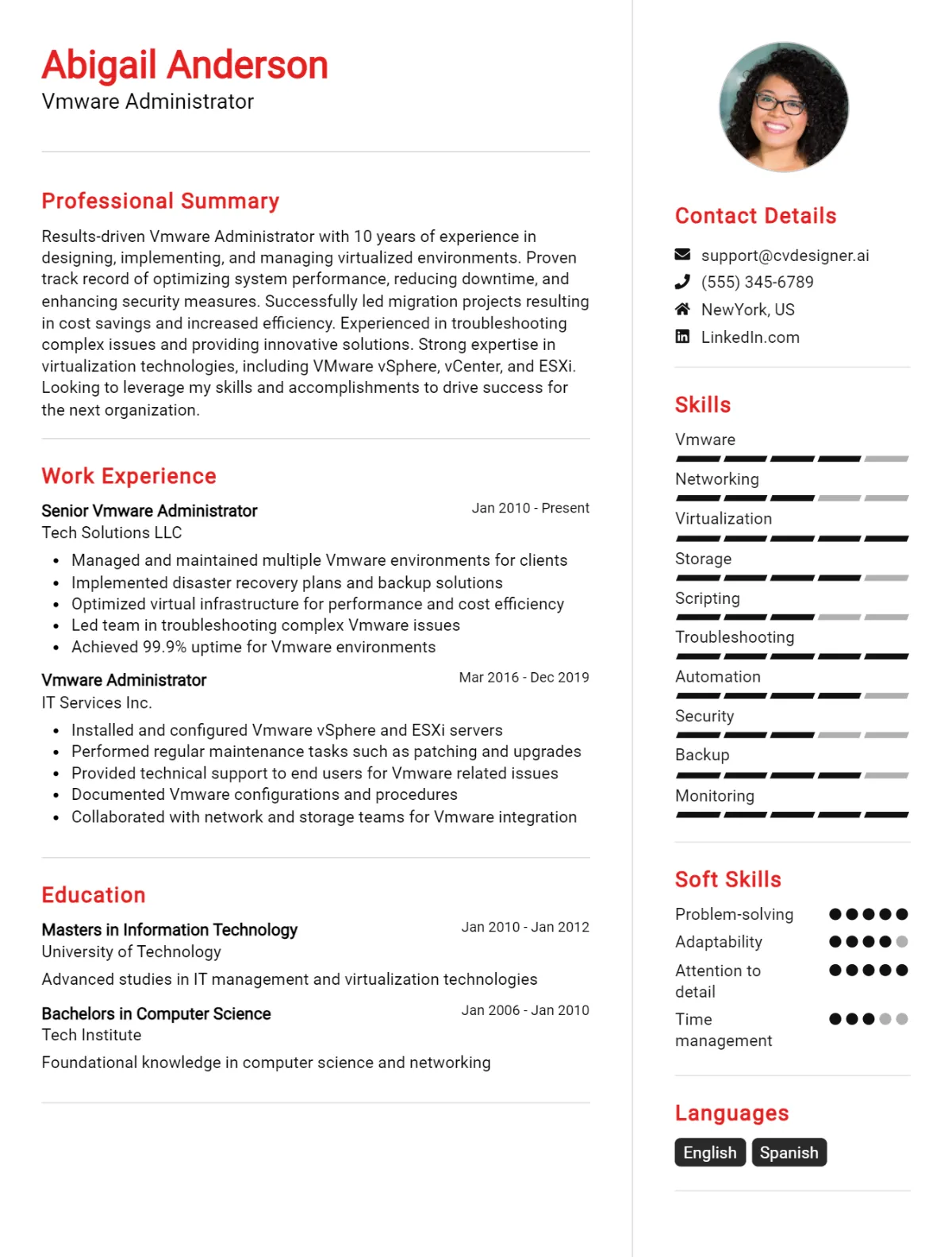 VMware Administrator CV Example For 2026: Ultimate Guide Preview