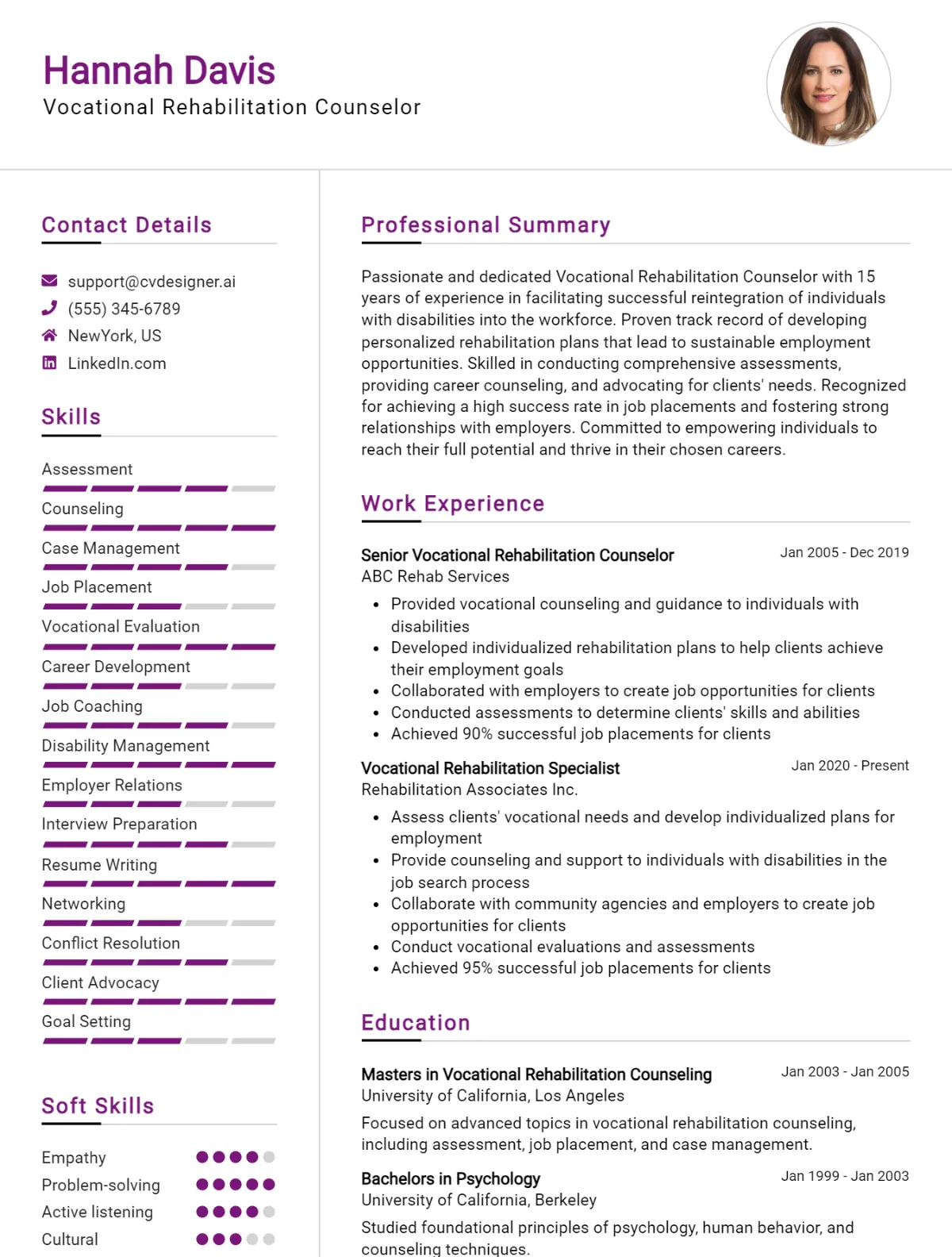 Vocational Rehabilitation Counselor CV Example For 2026: Best Writing Guide Preview