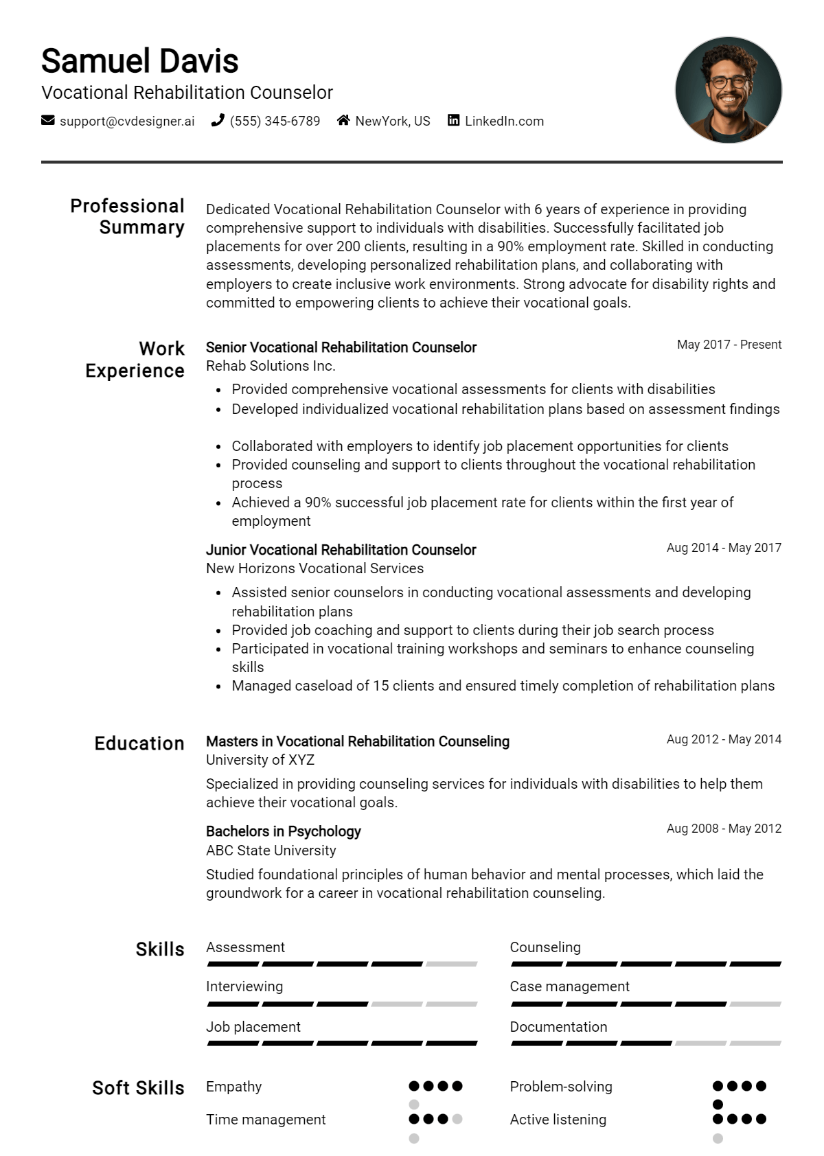 Vocational Rehabilitation Counselor Resume Example for 2026: Tips to Stand Out Preview