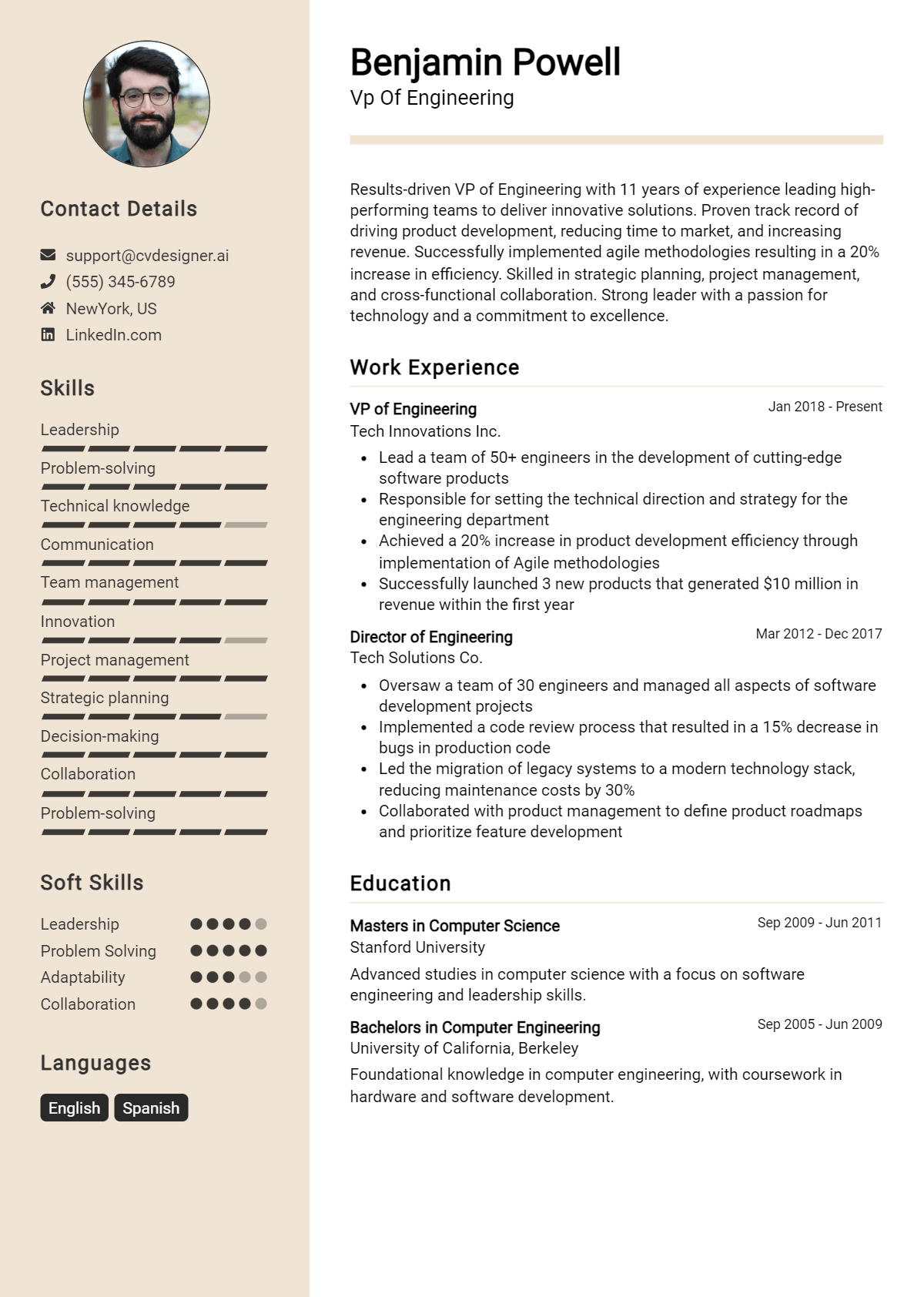 VP Of Engineering Resume Example for 2026: Free Downloadable Templates Preview