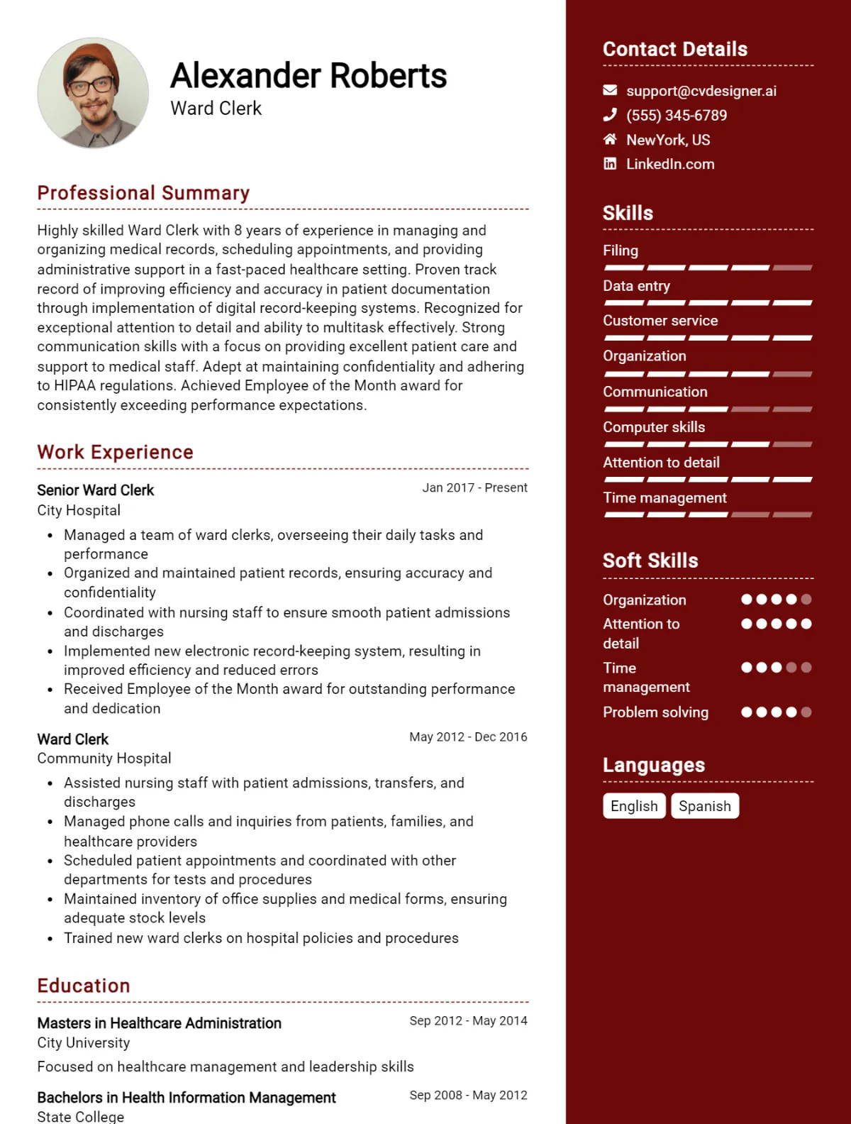 Ward Clerk CV Example For 2026: Top Tips & Samples Preview