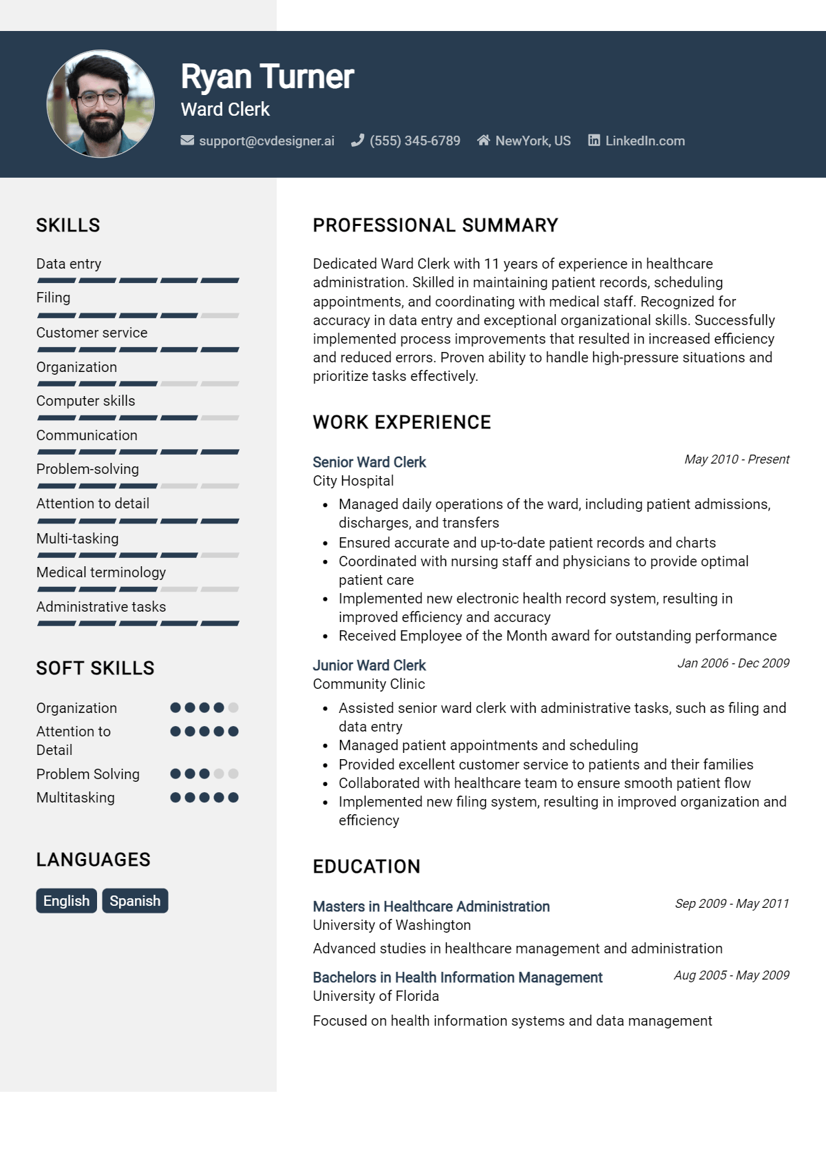 Ward Clerk Resume Example for 2026: Best Formatting Tips Preview
