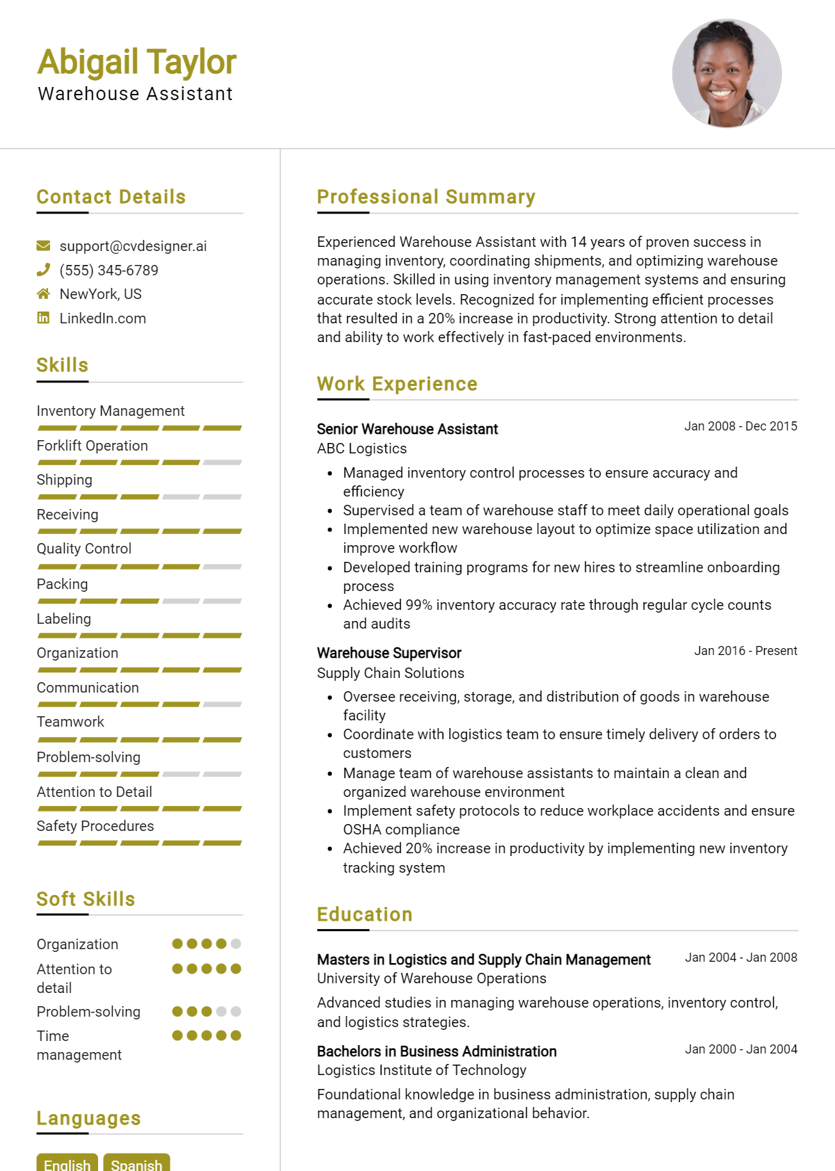 Warehouse Assistant Resume Example for 2026: Ultimate Guide Preview