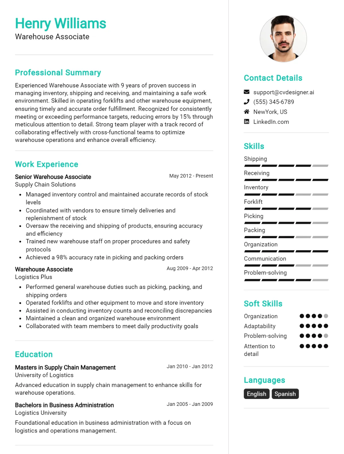 Warehouse Associate CV Example For 2026: Best Formatting Tips Preview