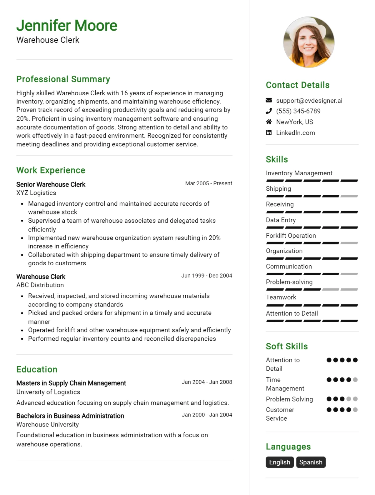 Warehouse Clerk CV Example For 2026: Effective CV Writing Tips Preview