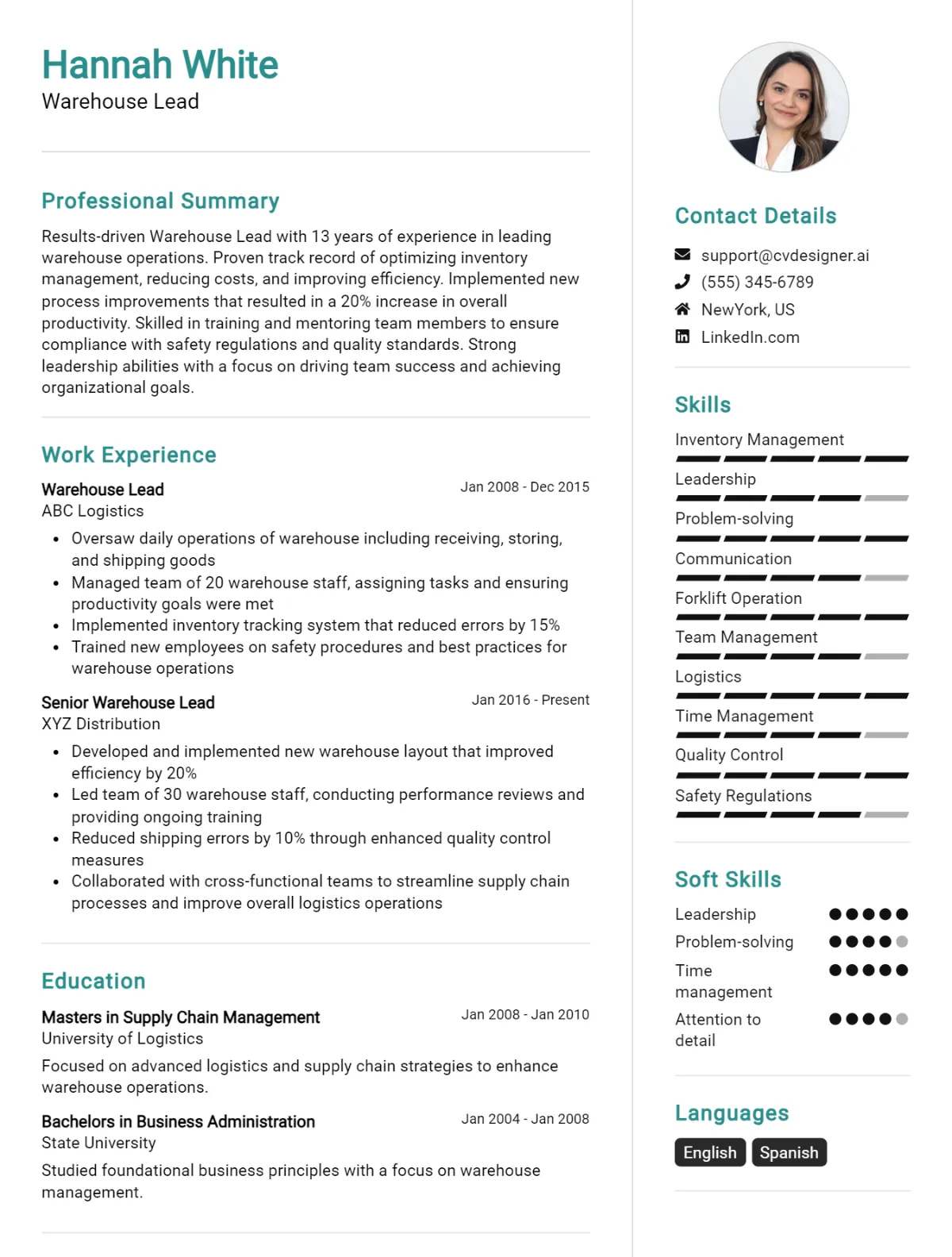 Warehouse Lead CV Example For 2026: Tips to Stand Out Preview
