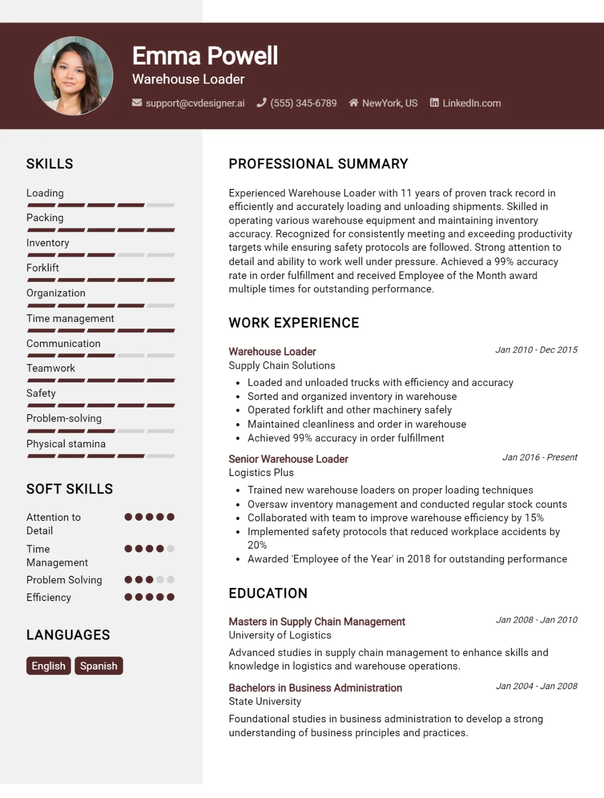 Warehouse Loader CV Example For 2026: How to Create a Professional CV Preview