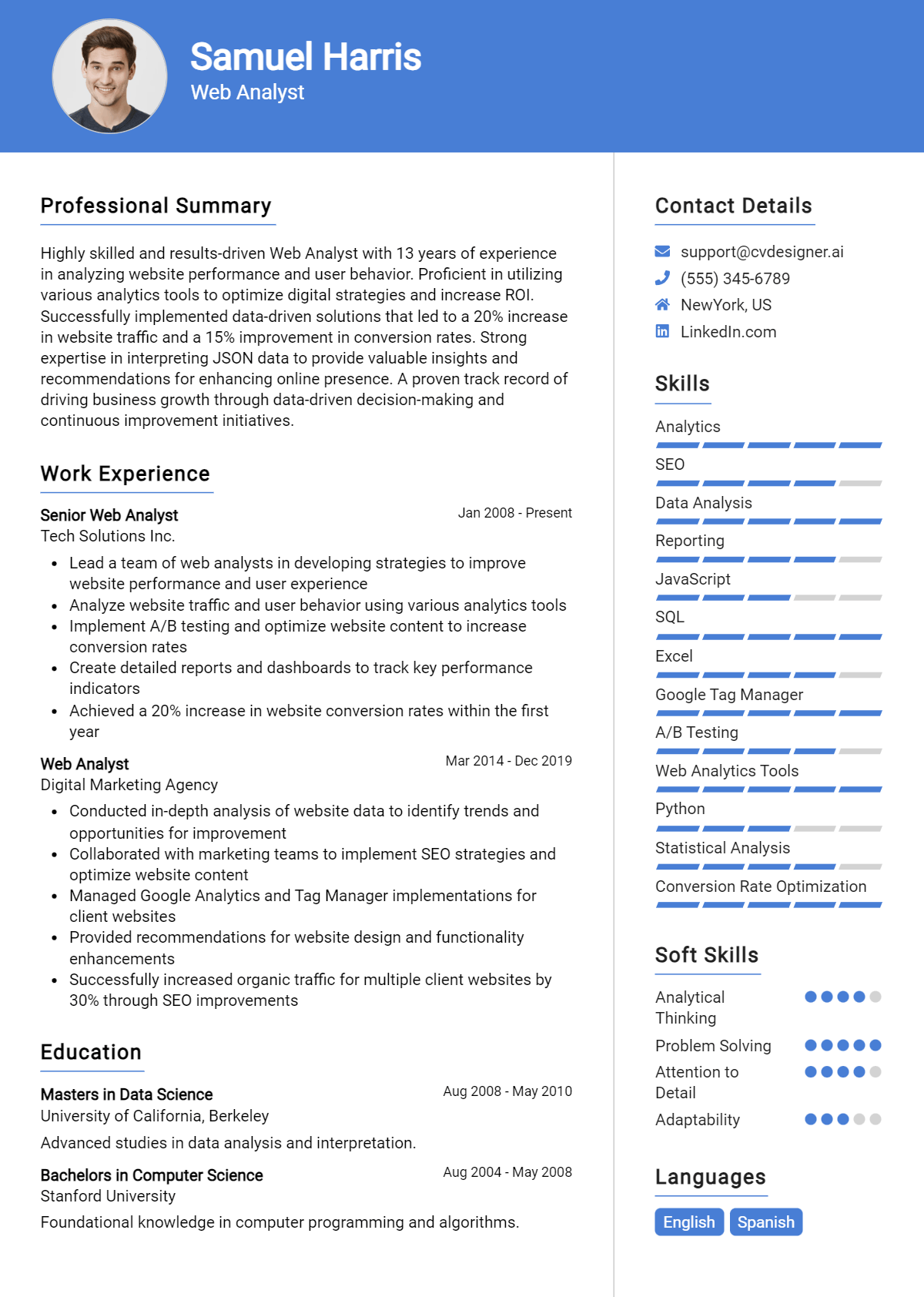 Web Analyst Resume Example for 2026: Top Templates Preview