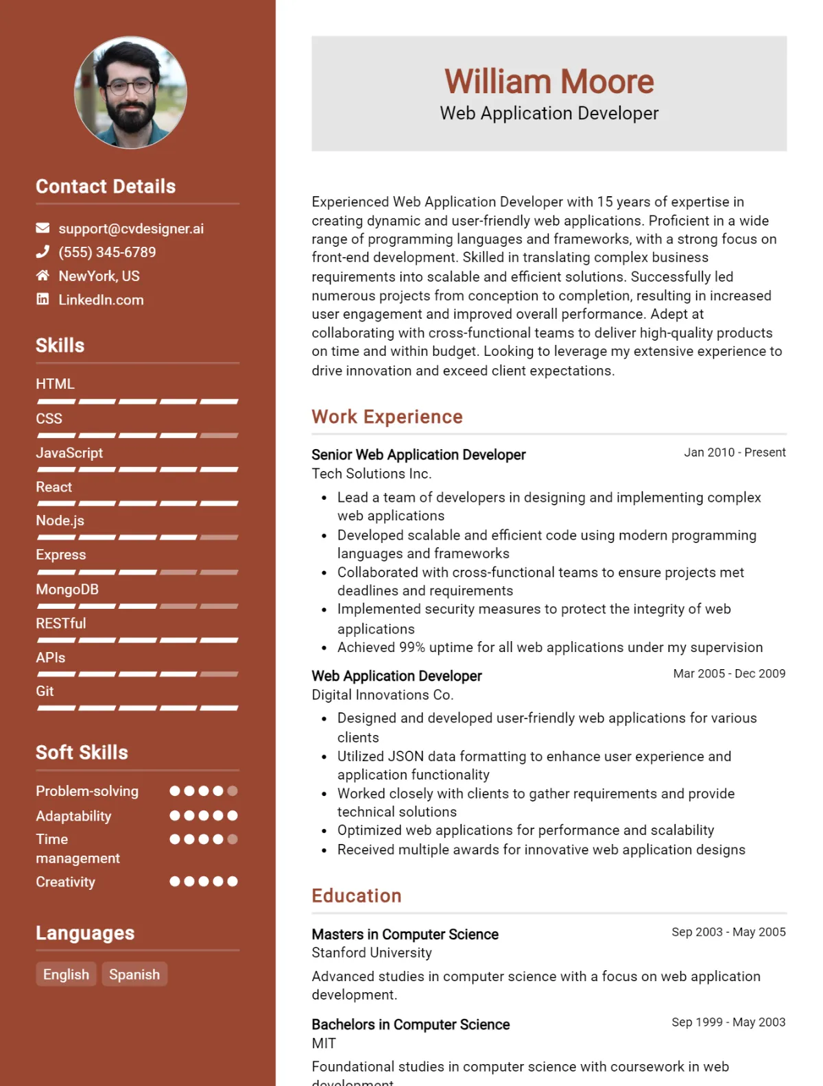 18 Web Application Developer CV Examples And Free Templates For 2026 Preview
