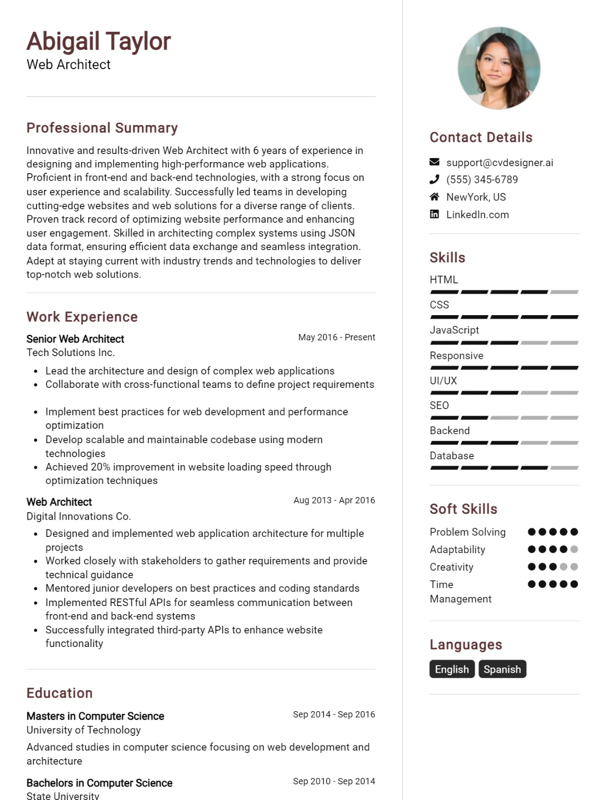 Web Architect CV Example For 2026: Ultimate Guide Preview