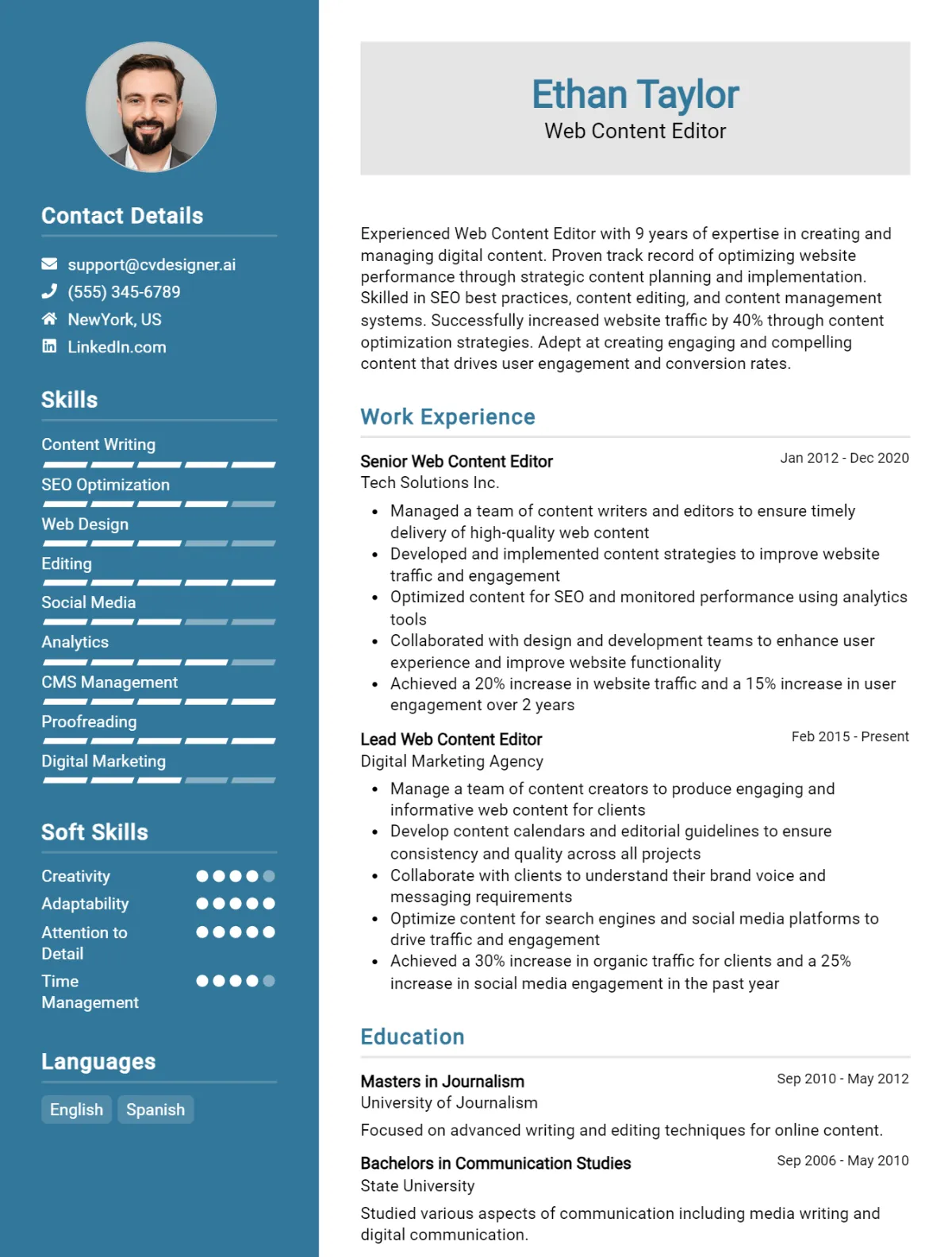 Web Content Editor CV Example For 2026: Tips to Stand Out Preview