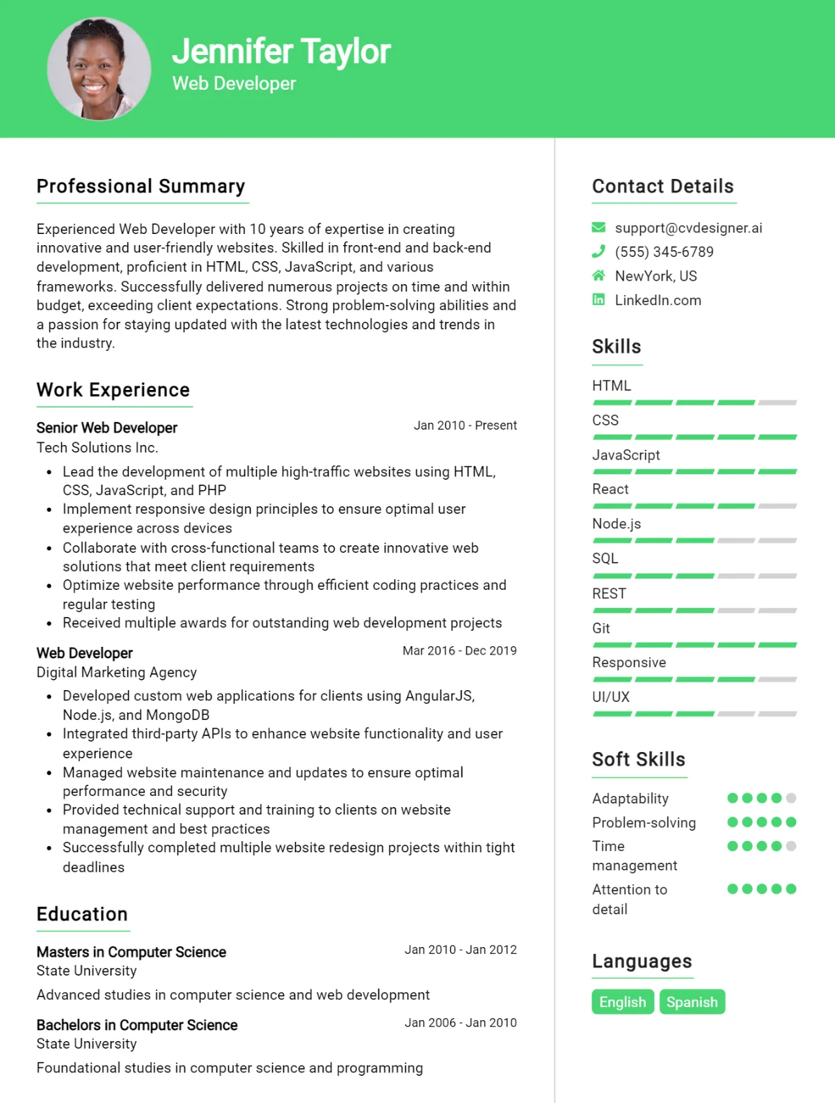 25+ Web Developer CV Examples and Free Templates For 2026 Preview