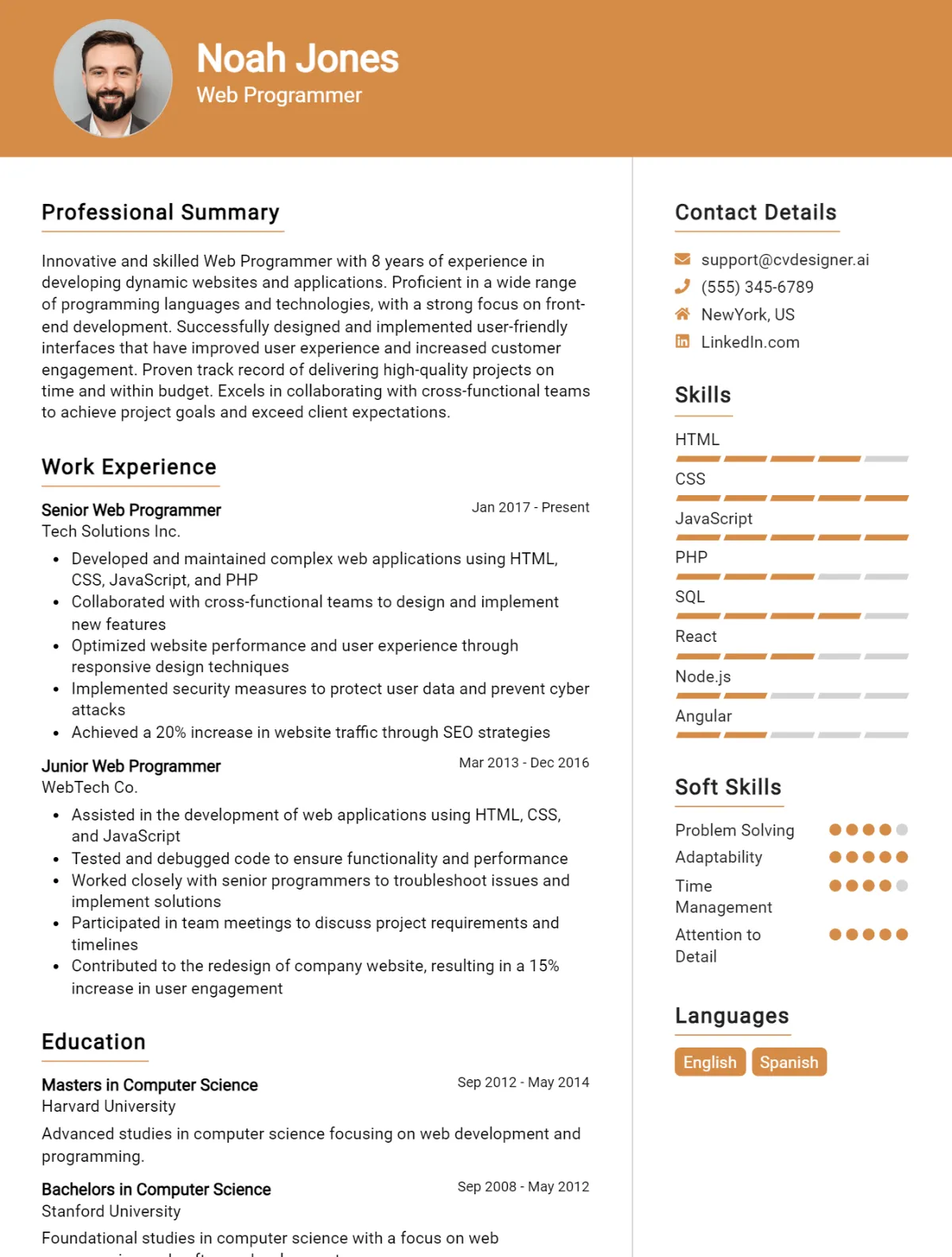 18 Web Programmer CV Examples For 2026: Free Downloadable Templates Preview