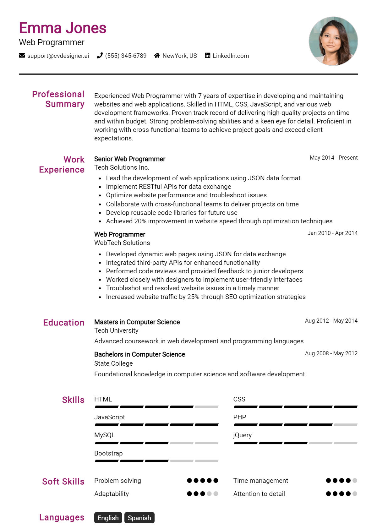 15 Web Programmer Resume Examples And Templates for 2026 Preview