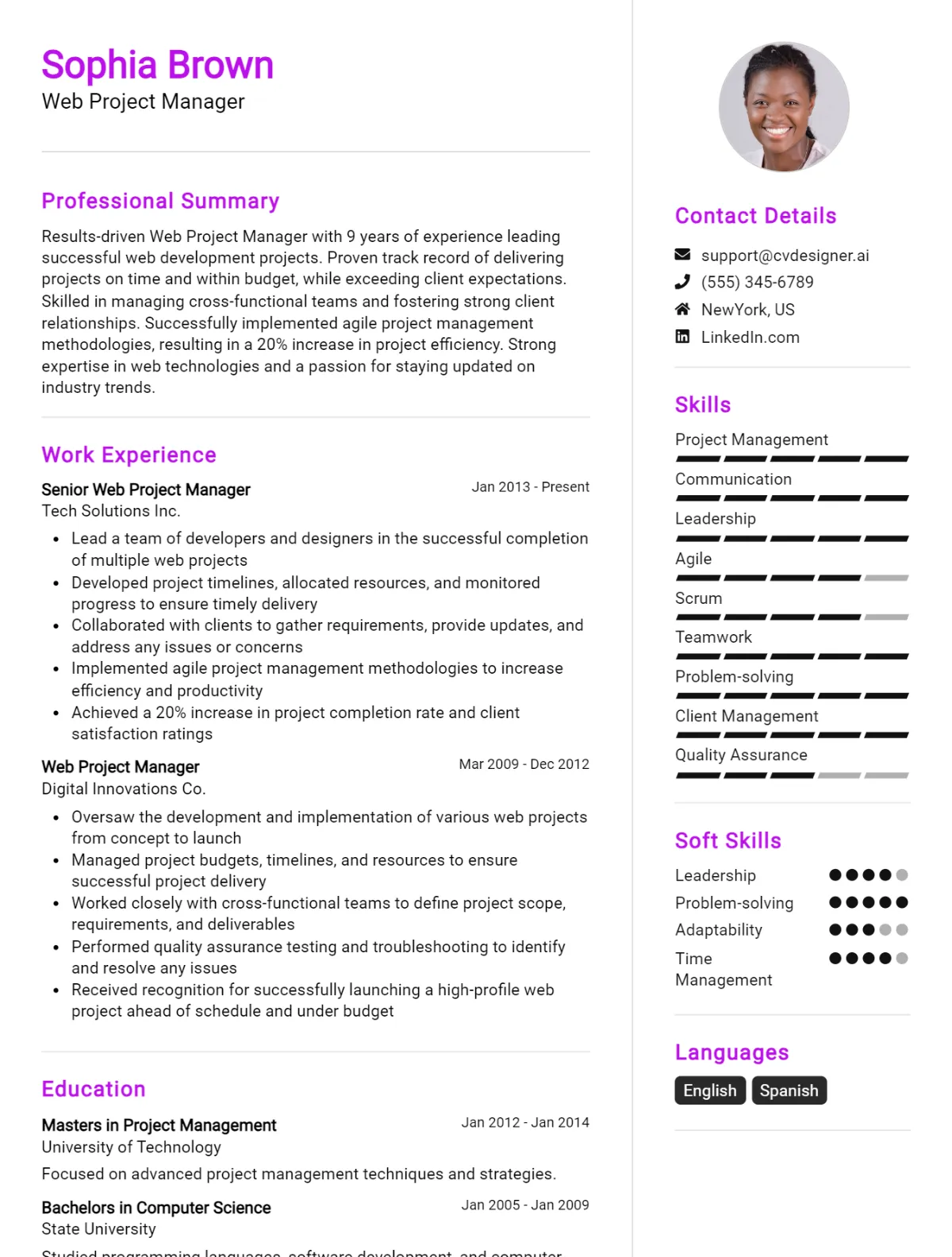 Web Project Manager CV Example For 2026: How to Craft a Winning CV Preview