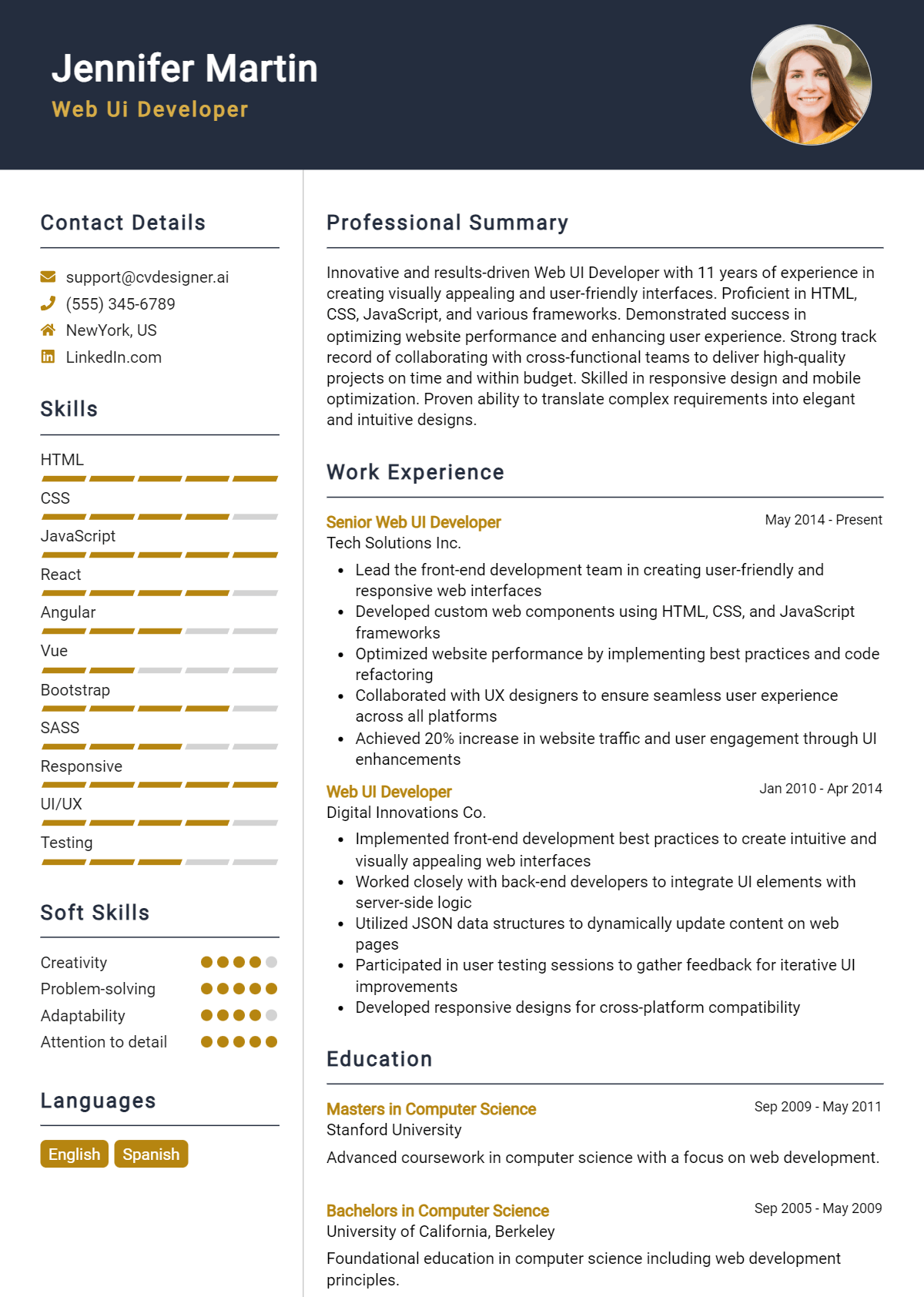 18 Web Ui Developer Resume Examples for 2026: Top Templates Preview